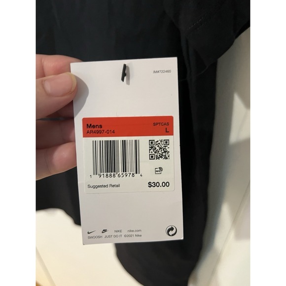 NWT Nike Sportswear T Shirt Mens Large Black Embroidered Tee Cotton Short Sleeve - Picture 3 of 5